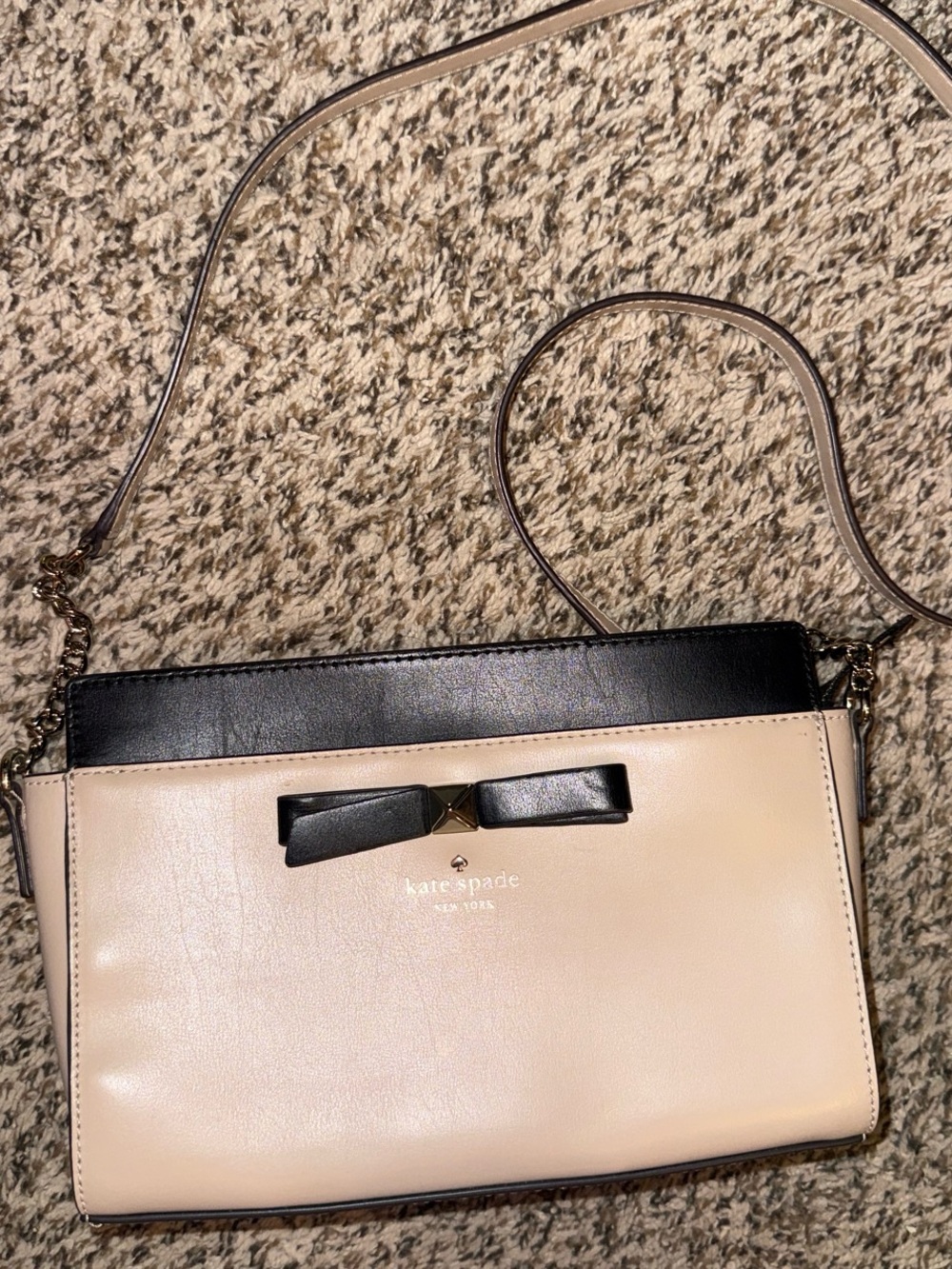 kate spade Cream and Black Bow Leather Crossbody
